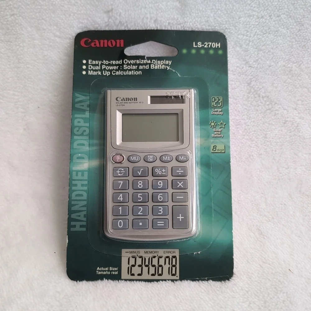 Canon LS-270H Handheld Calculator Solar Battery 8-Digit Large Display Open Box